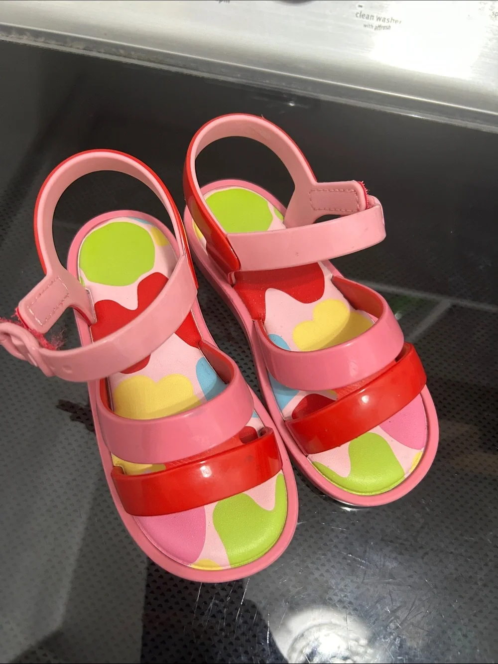 Toddler girls size 10 jelly sandals Velcro strap mini Melissa